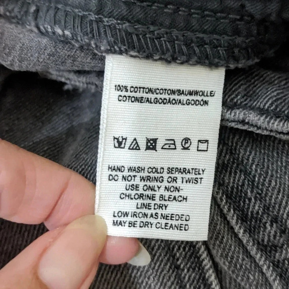 We The Free Distressed Button Fly Mini-Skirt, Color Rainn Black Size 26 - Picture 13 of 13